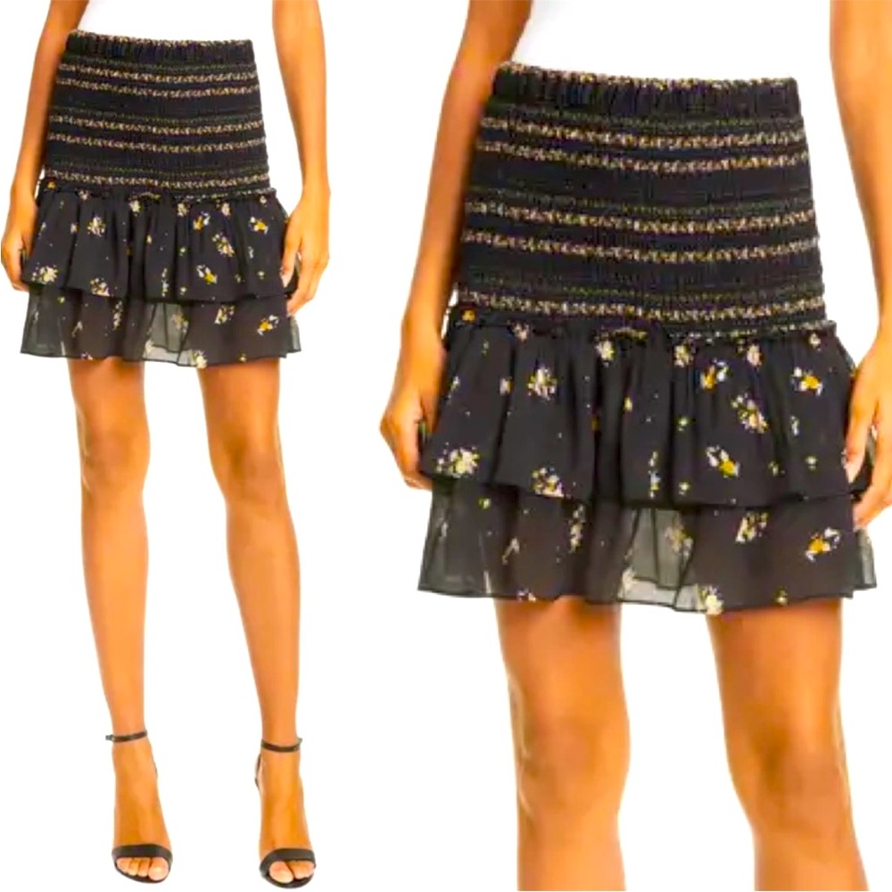 Dolan floral printed smocked mini skirt